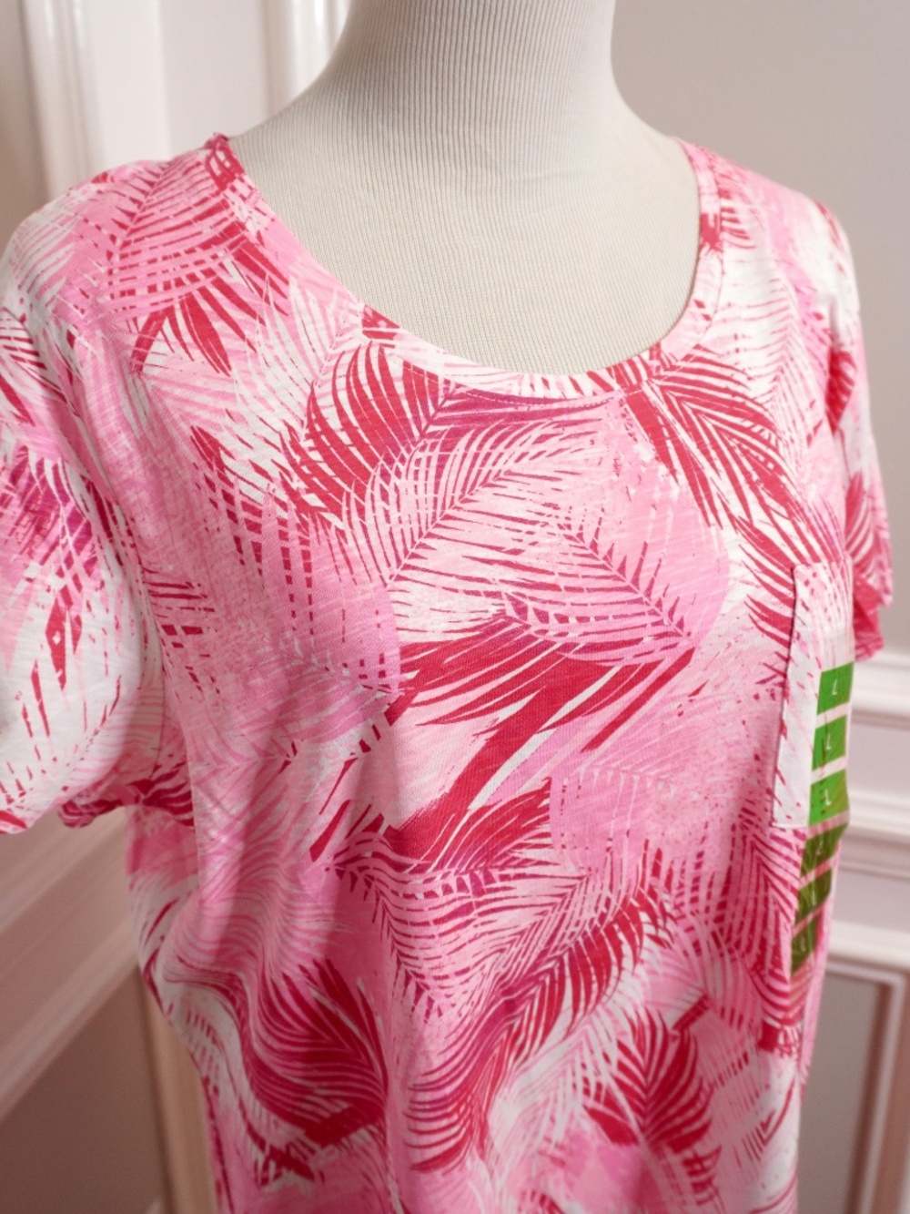 NEW Stella Parker T-shirt Tunic Cotton Dress Tropical Pink, Size L - Picture 2 of 4